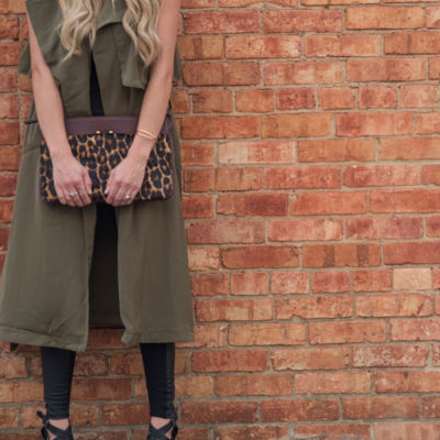 Army Green Sleeveless Lapel