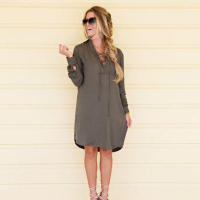 Lace Up Shift Dress